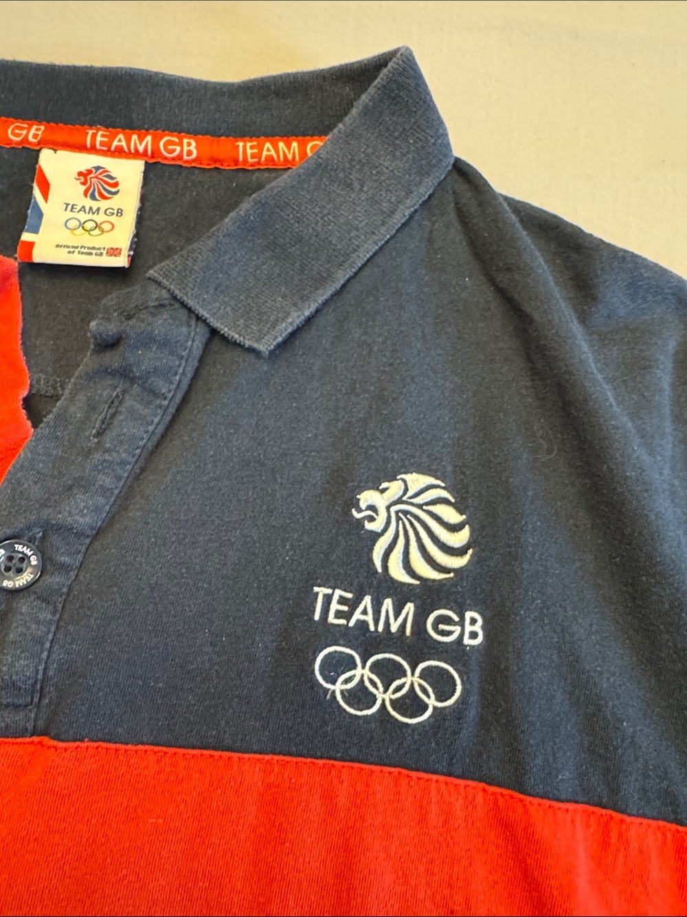 Official Team Great Britain London Olympics 2012 Navy and Red Polo Shirt